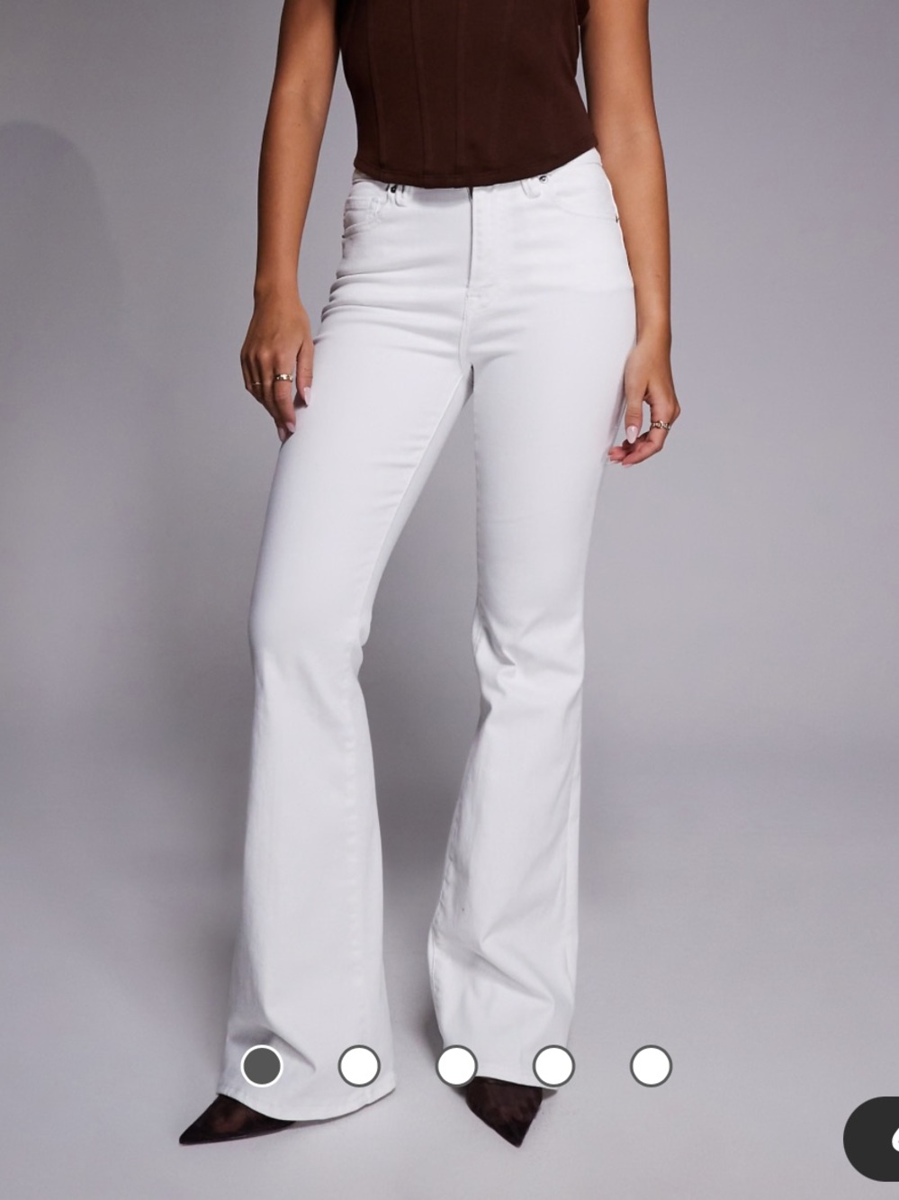 Good American White High-Rise Flare Jeans